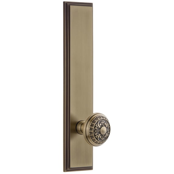 Grandeur 803733 Carre Solid Brass Rose Right Handed Tall Plate Privacy Door Knob Set -