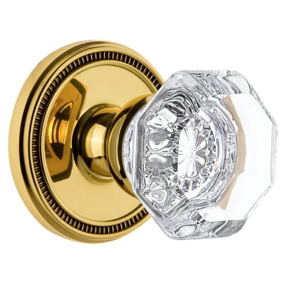 Grandeur Solchm_Sd_Na Soleil Solid Brass Rose Single Dummy Door Knob - Brass