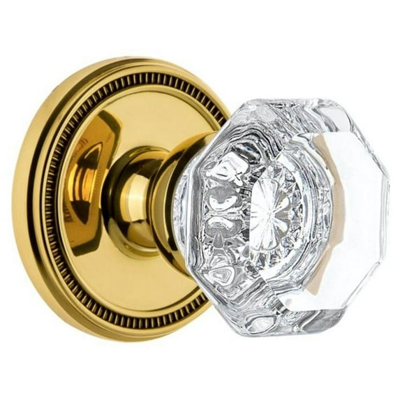 Grandeur Solchm_Dd_Na Soleil Solid Brass Dummy Door Knob Set - Brass