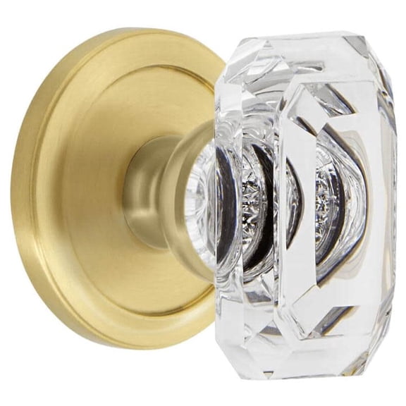Grandeur Cirbcc_Prv_238_Cs Baguette Crystal Solid Brass Privacy Door Knob Set - Brass