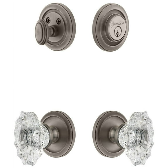 Grandeur Cirbia_Sp_Eset_234 Circulaire Solid Brass Single Cylinder Keyed Entry Knobset And