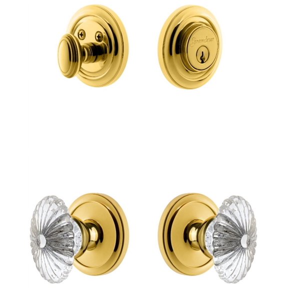 Grandeur 826275 Circulaire Solid Brass Single Cylinder Keyed Entry Knobset And Deadbolt