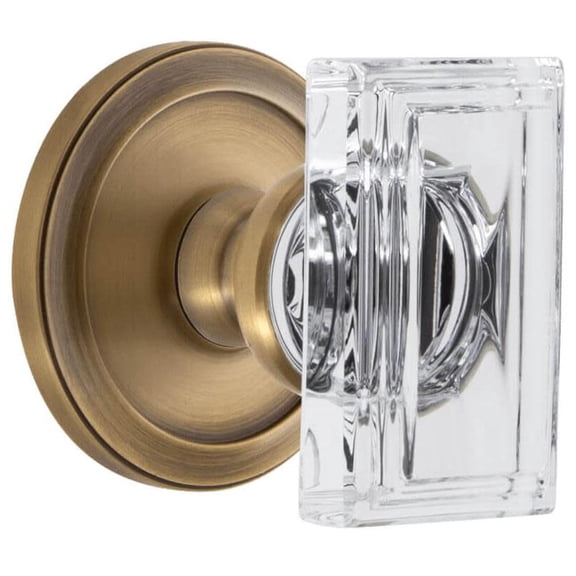Grandeur 887797 Carre Crystal Solid Brass Privacy Door Knob Set - Brass