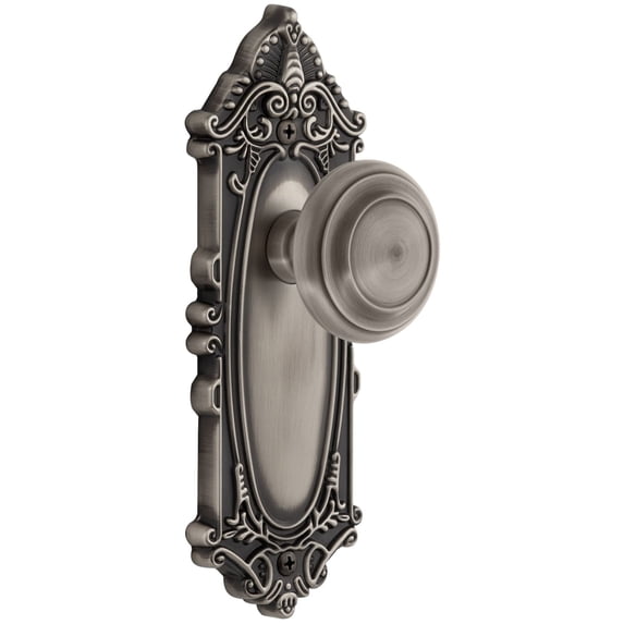 Grandeur 812868 Grande Victorian Solid Brass Rose Passage Door Knob Set - Grey