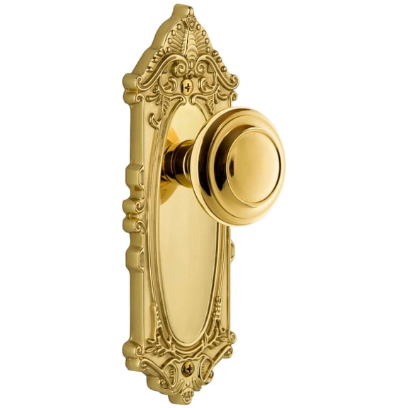 Grandeur Gvccir_Psg_234 Grande Victorian Solid Brass Rose Passage Door Knob Set - Brass