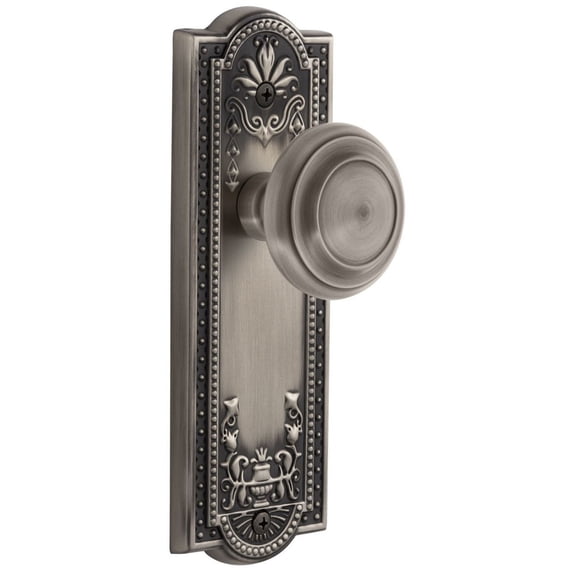 Grandeur 814785 Parthenon Solid Brass Rose Privacy Door Knob Set - Grey