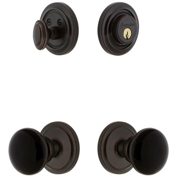 Grandeur Circulaire Rosette Single Cylinder Knob Combo Pack with Coventry Knob and matching Deadbolt