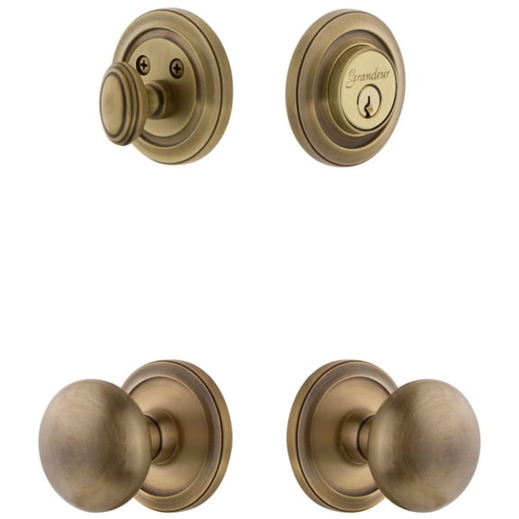Grandeur 826599 Circulaire Solid Brass Single Cylinder Keyed Entry Knobset And Deadbolt