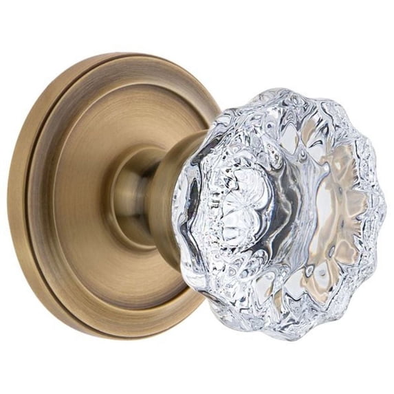 Grandeur Fontainebleau Crystal Door Knob with Circulaire Rosette