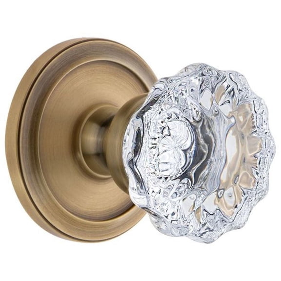 Grandeur Fontainebleau Crystal Door Knob with Circulaire Rosette
