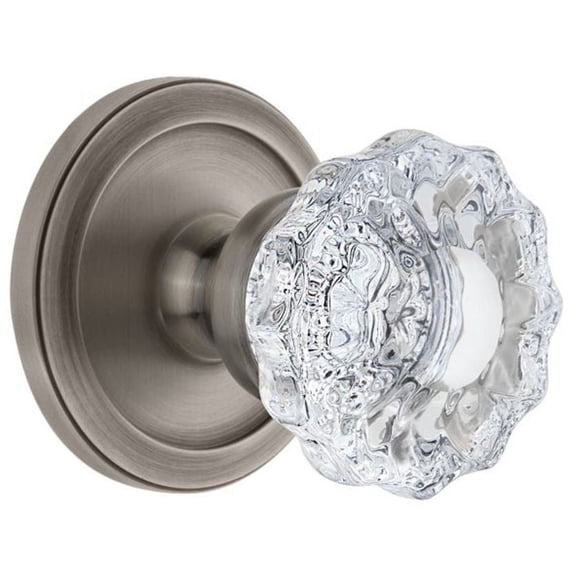 Grandeur 820377 Circulaire Solid Brass Rose Privacy Door Knob Set - Grey