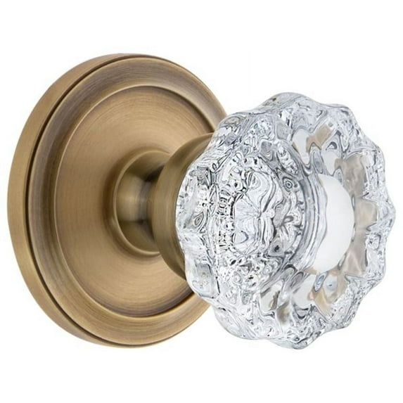 Grandeur Cirver_Psg_234 Circulaire Solid Brass Rose Passage Door Knob Set - Brass