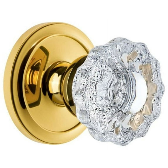 Grandeur Cirver_Psg_238 Circulaire Solid Brass Rose Passage Door Knob Set - Brass