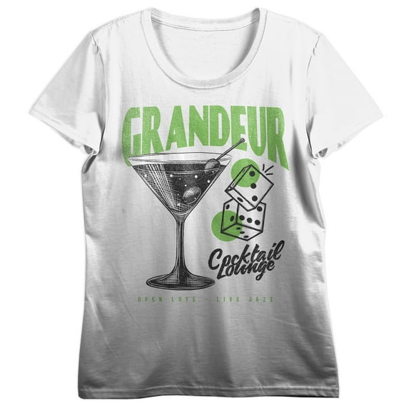 Grandeur Cocktail Lounge Women's White Short Sleeve Tee-Medium