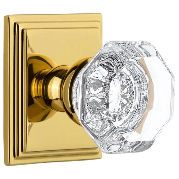 Grandeur 871073 Chambord Crystal Solid Brass Passage Door Knob Set - Brass