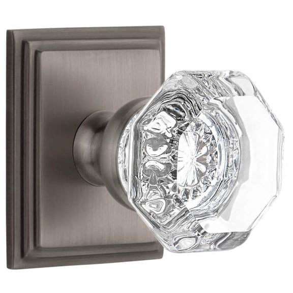 Grandeur 871063 Chambord Crystal Solid Brass Passage Door Knob Set - Grey