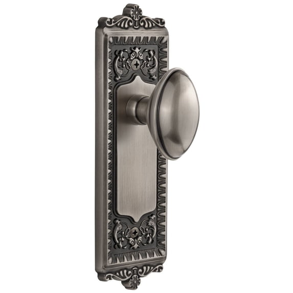 Grandeur 813645 Windsor Solid Brass Rose Passage Door Knob Set - Grey