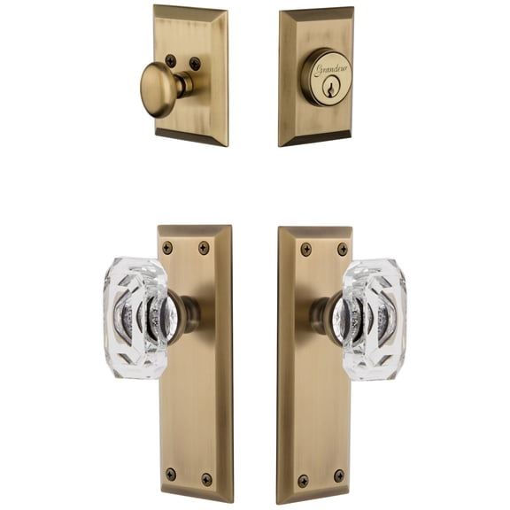 Grandeur 828939 Fifth Avenue Solid Brass Single Cylinder Keyed Entry Knobset And Deadbolt