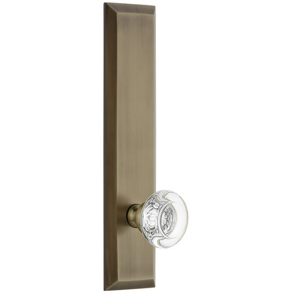 Grandeur Favbor_Tp_Psg_234 Fifth Avenue Solid Brass Rose Tall Plate Passage Door Knob Set