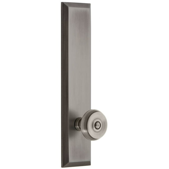 Grandeur Favbou_Tp_Dd_Na Fifth Avenue Solid Brass Rose Tall Plate Dummy Door Knob Set -