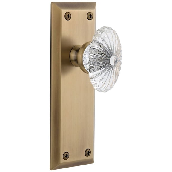 Grandeur Favbur_Psg_234 Fifth Avenue Solid Brass Rose Passage Door Knob Set - Brass