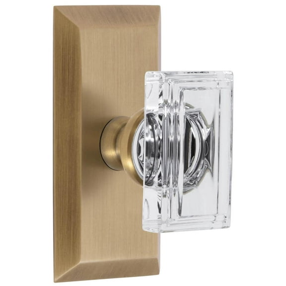 Grandeur Favccr_Sp_Psg_238_Cs Carre Crystal Solid Brass Passage Door Knob Set - Brass