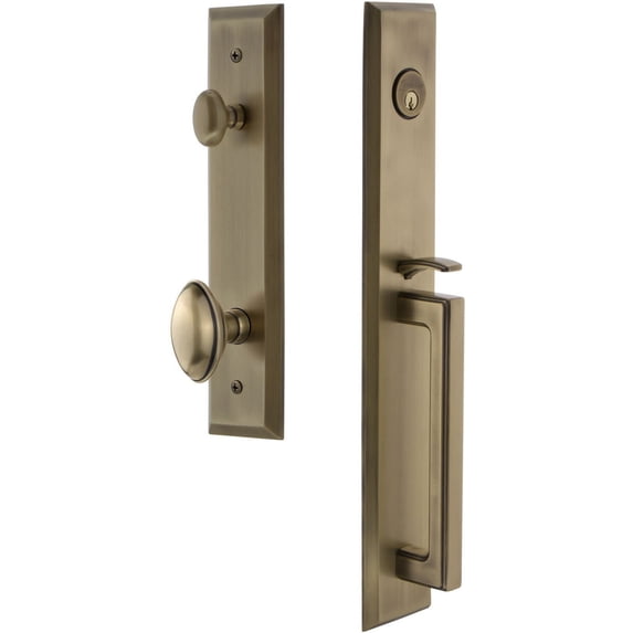 Grandeur Fifth Avenue D Grip Single Cylinder Handleset with Eden Prairie Interior Knob