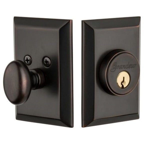 Grandeur Favfav_Sglcyl_238 Fifth Avenue Solid Brass Keyed Entry Single Cylinder Deadbolt -