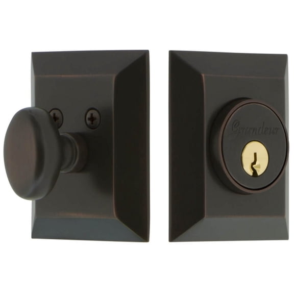 Grandeur Favfav_Sq_Sglcyl_234 Fifth Avenue Square Single Cylinder Solid Brass Deadbolt -
