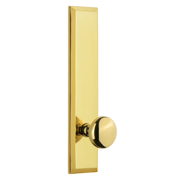 Grandeur 803087 Fifth Avenue Solid Brass Tall Plate Dummy Door Knob Set - Brass