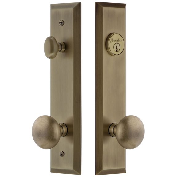 Grandeur Fifth Avenue Tall Plate Single Cylinder One Piece Knobset with Knob