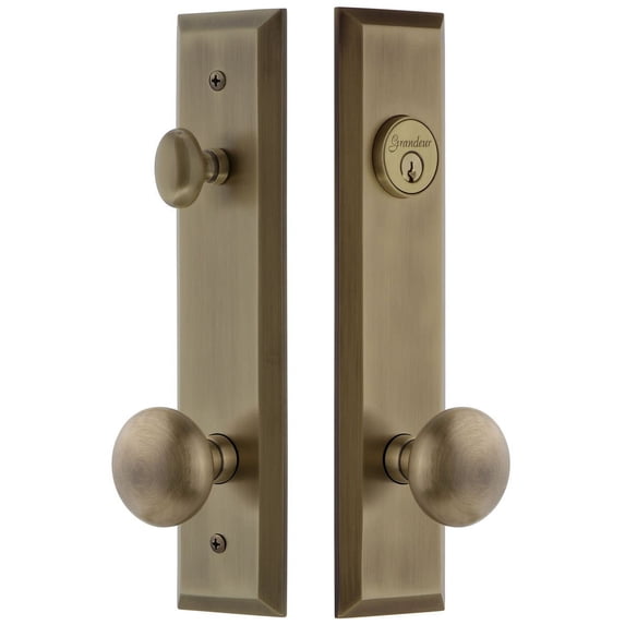 Grandeur 840745 Fifth Avenue Solid Brass Tall Plate Single Cylinder Keyed Entry Set -