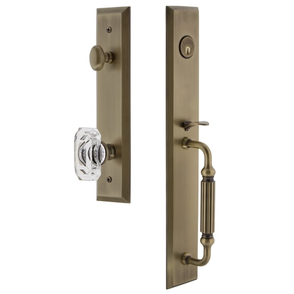 Grandeur Fifth Avenue F Grip Single Cylinder Handleset with Baguette Interior Knob