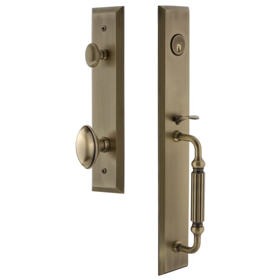 Grandeur Fifth Avenue F Grip Single Cylinder Handleset with Eden Prairie Interior Knob