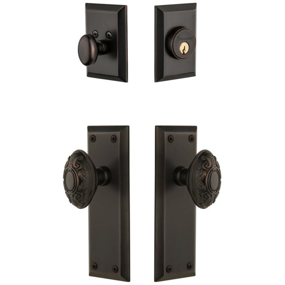 Grandeur Favgvc_Sp_Eset_234 Fifth Avenue Solid Brass Single Cylinder Keyed Entry Knobset