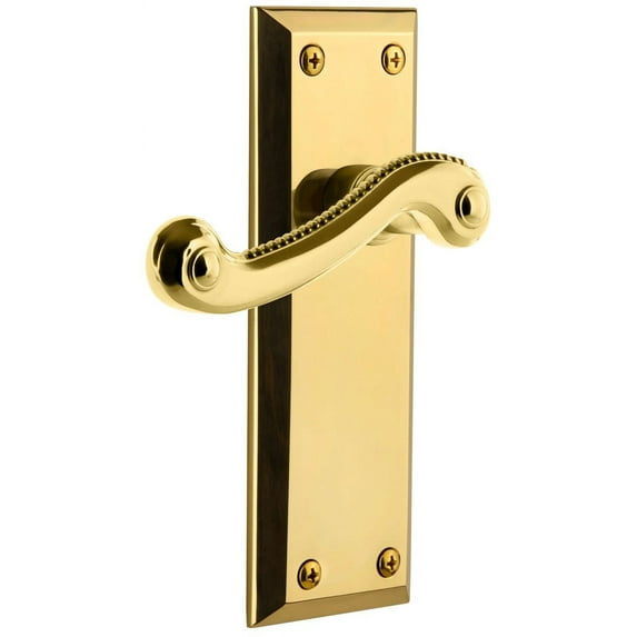 Grandeur Favnew_Prv_238 Fifth Avenue Solid Brass Rose Right Handed Privacy Door Lever Set