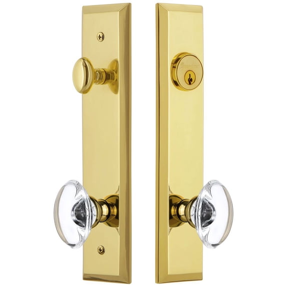 Grandeur Fifth Avenue Tall Plate Single Cylinder One Piece Knobset with Provence Knob