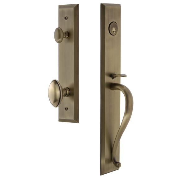 Grandeur Fifth Avenue S Grip Single Cylinder Handleset with Eden Prairie Interior Knob