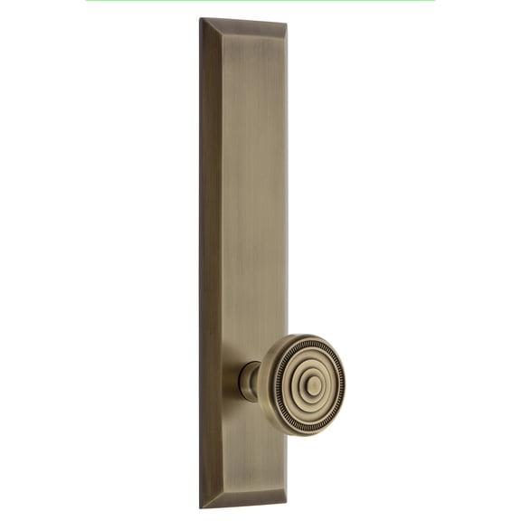 Grandeur Favsol_Tp_Psg_234 Fifth Avenue Solid Brass Tall Plate Passage Door Knob Set -