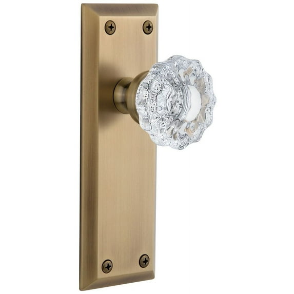 Grandeur Favver_Dd_Na Fifth Avenue Solid Brass Rose Dummy Door Knob Set - Brass