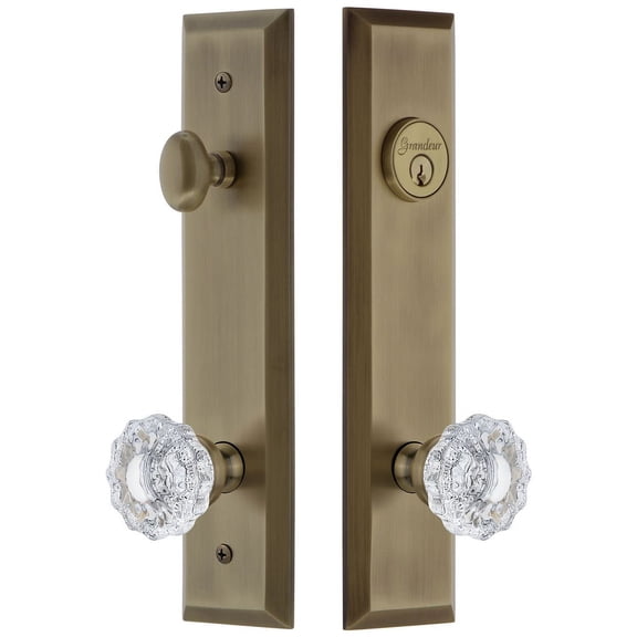Grandeur 840967 Fifth Avenue Solid Brass Tall Plate Single Cylinder Keyed Entry Set -