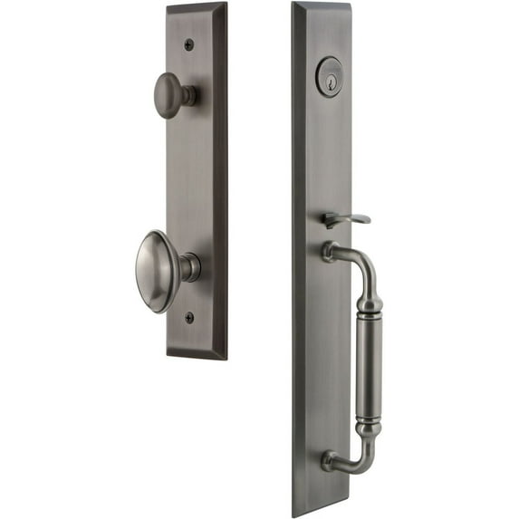 Grandeur Favcgredn_Esetd_Na Fifth Avenue Solid Brass Rose Dummy "C" Grip Handleset - Grey