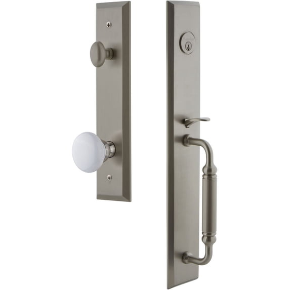 Grandeur Fifth Avenue C Grip Dummy Handleset with Hyde Park Interior Knob
