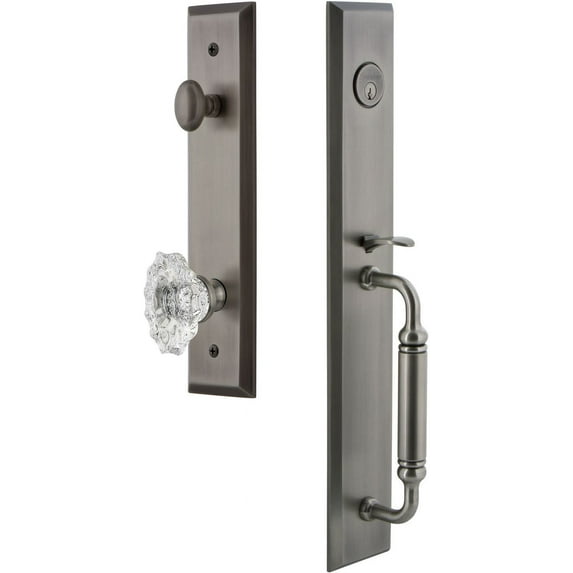 Grandeur Fifth Avenue C Grip Single Cylinder Handleset with Biarritz Interior Knob