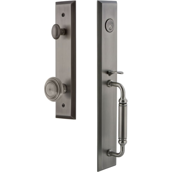 Grandeur Fifth Avenue C Grip Single Cylinder Handleset with Circulaire Interior Knob
