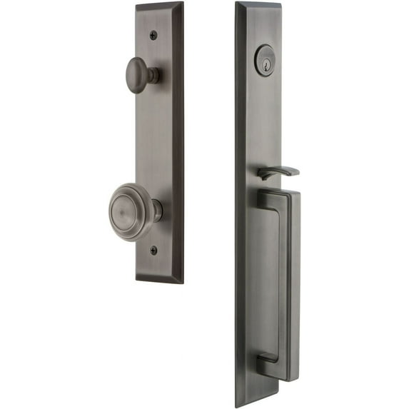 Grandeur Fifth Avenue D Grip Dummy Handleset with Circulaire Interior Knob