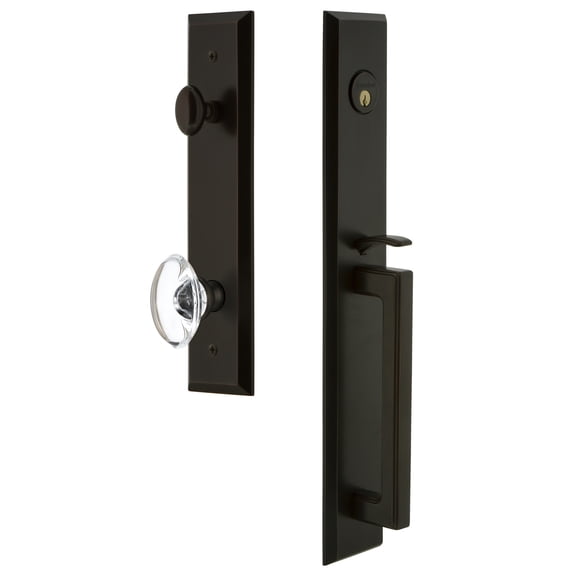 Grandeur Fifth Avenue D Grip Single Cylinder Handleset with Provence Interior Knob