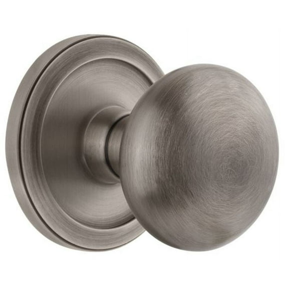 Grandeur Cirfav_Psg_238 Circulaire Solid Brass Rose Passage Door Knob Set - Grey