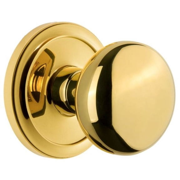 Grandeur Cirfav_Prv_234 Circulaire Solid Brass Rose Privacy Door Knob Set - Brass