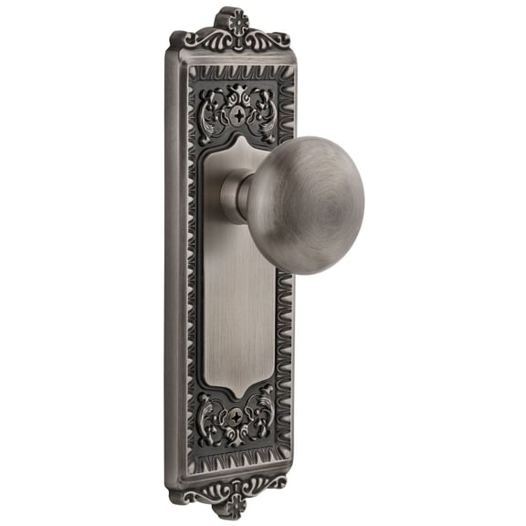 Grandeur Winfav_Prv_234 Windsor Solid Brass Rose Privacy Door Knob Set - Grey